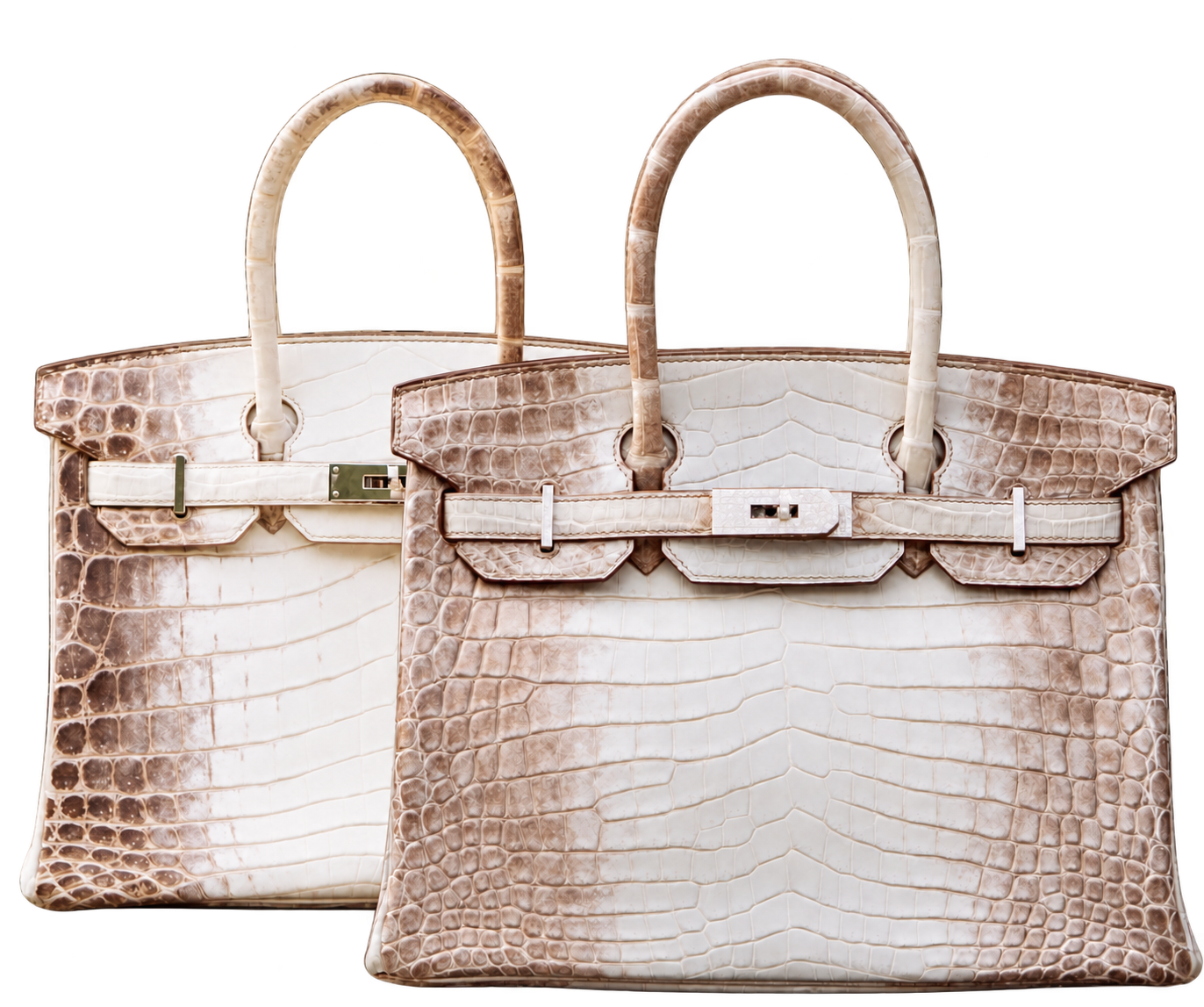 Zwei helle Hermès Handtaschen nebeneinander